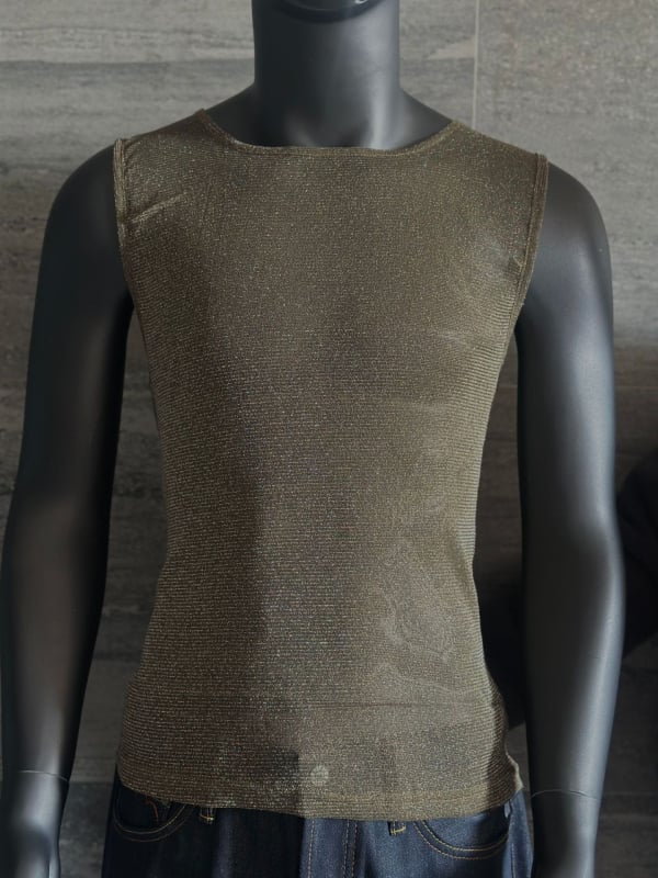 Vīriešu bez piedurknēm tops no poliestera ar Hotfix kristāliem, caurspīdīgs dizains, ielu stils, vasara 2025, pusaudžiem