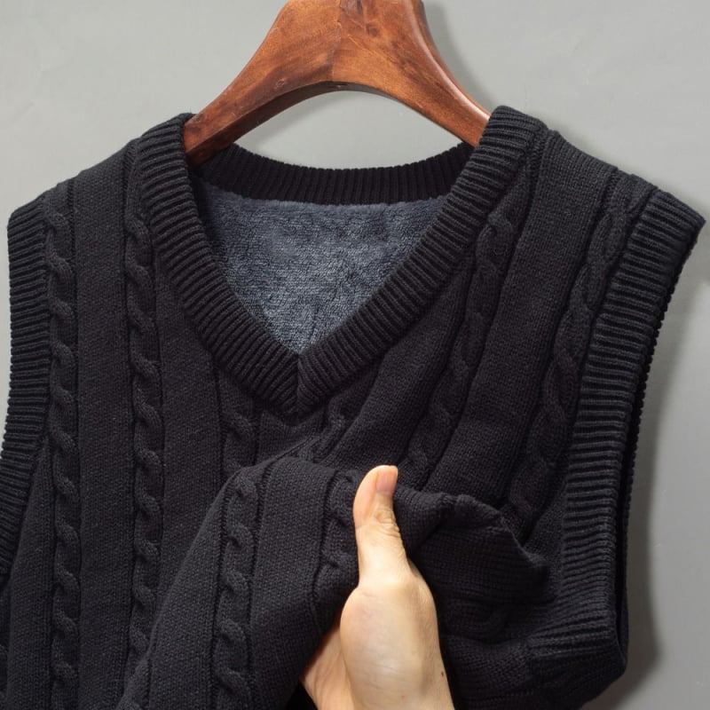 Vīriešu termo vestes, bieza adīta vilna, bez piedurknēm, V kakla izgriezums, svītrainas