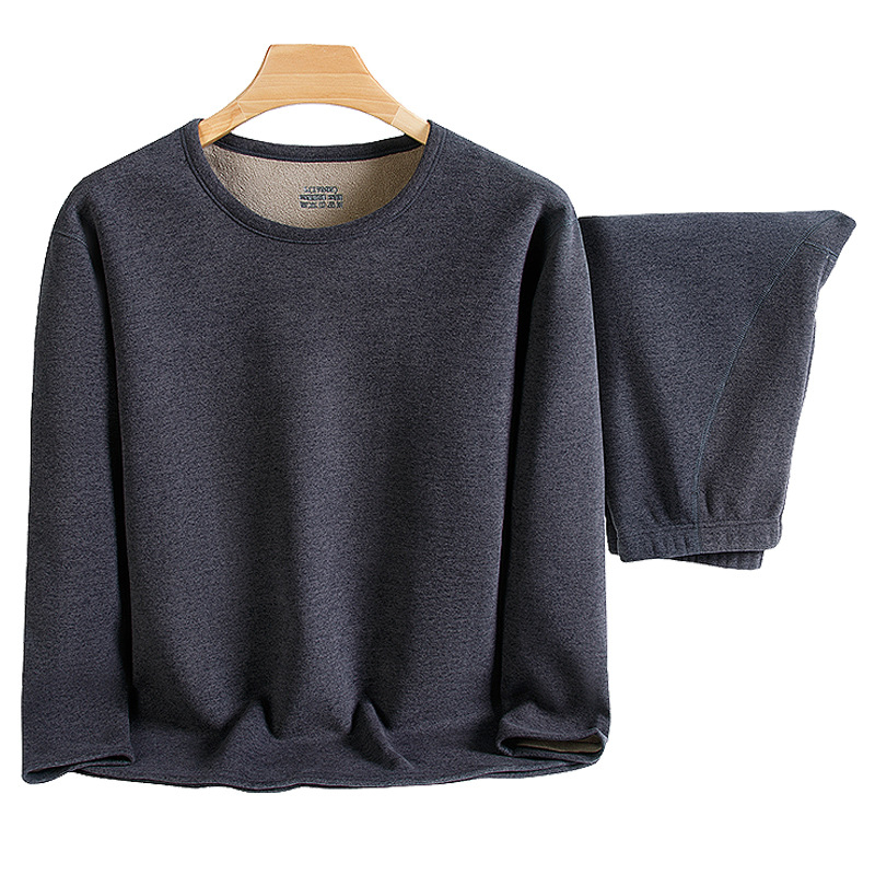 Vīriešu termo komplekts ar flīsa odas, bieza divslāņu augšdaļa ar apaļu kakla izgriezumu un bikses, poliester 90–95%