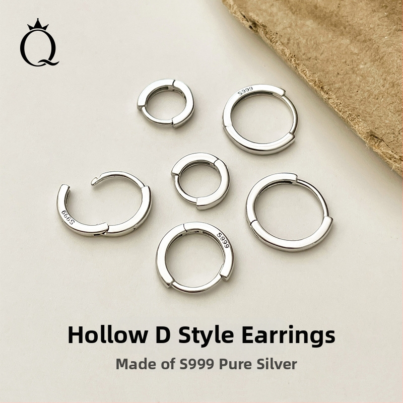 S999 tīra sudraba auskari, korejiešu stilā ģeometriski gredzeni