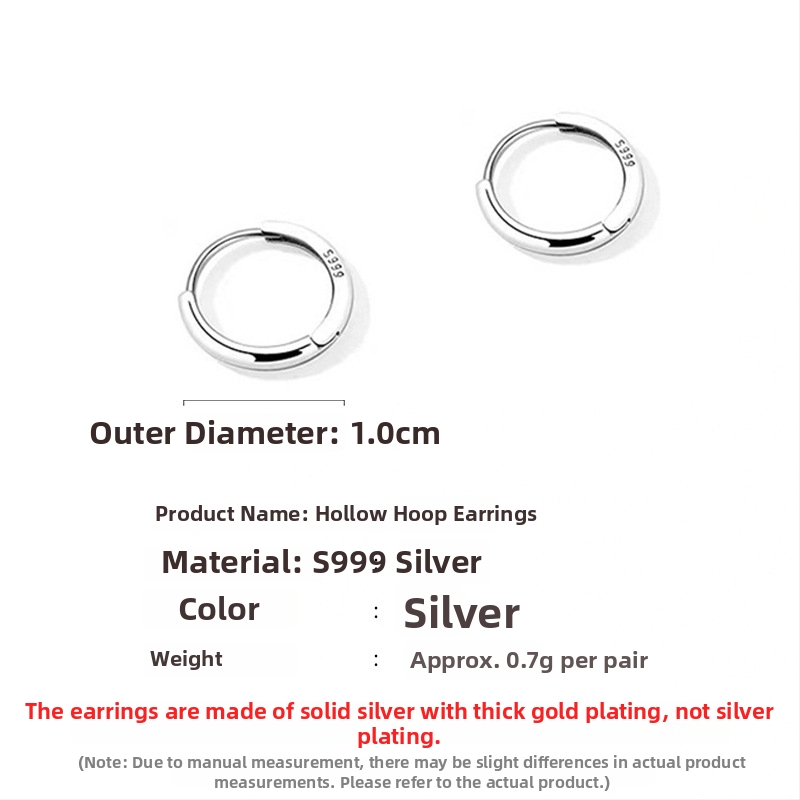 S999 tīra sudraba auskari, korejiešu stilā ģeometriski gredzeni