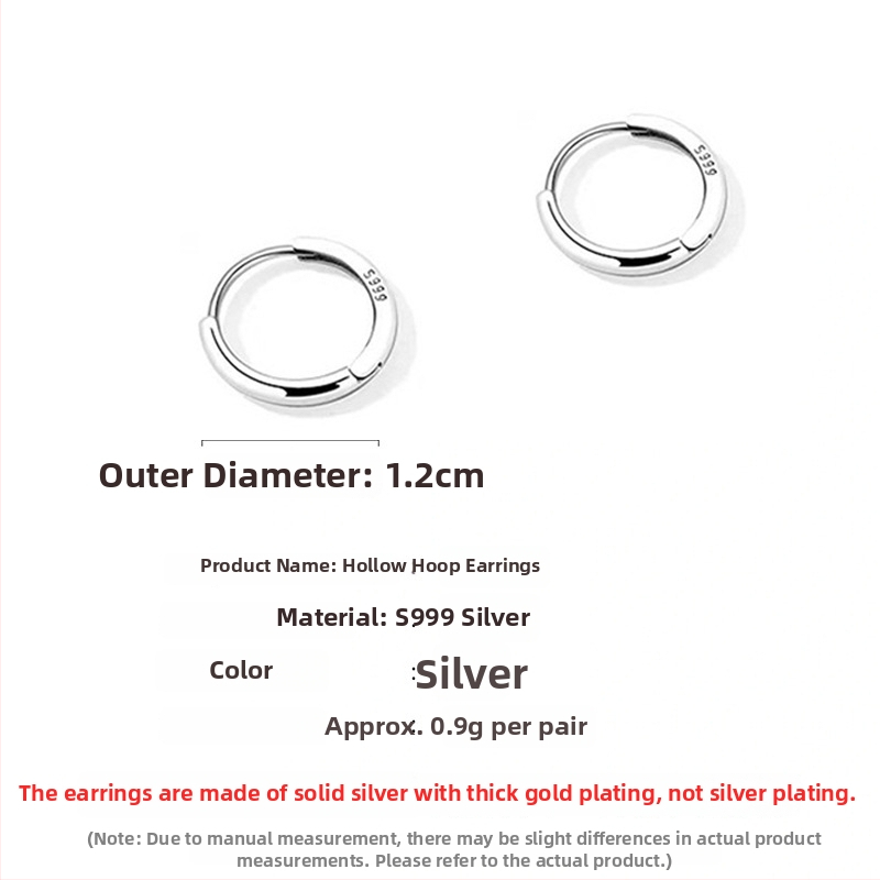 S999 tīra sudraba auskari, korejiešu stilā ģeometriski gredzeni
