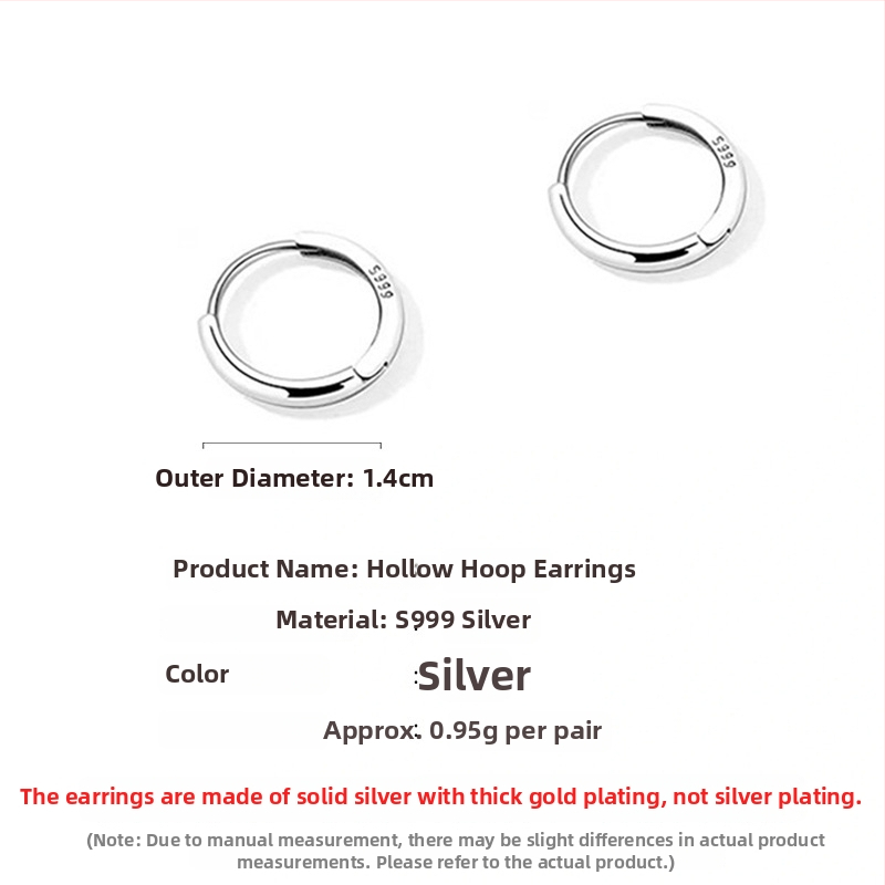 S999 tīra sudraba auskari, korejiešu stilā ģeometriski gredzeni