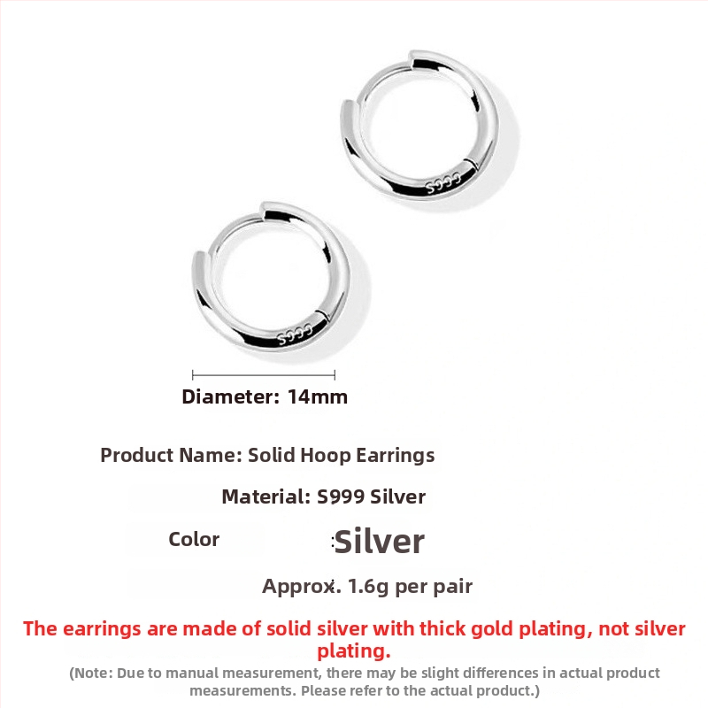 S999 tīra sudraba auskari, korejiešu stilā ģeometriski gredzeni