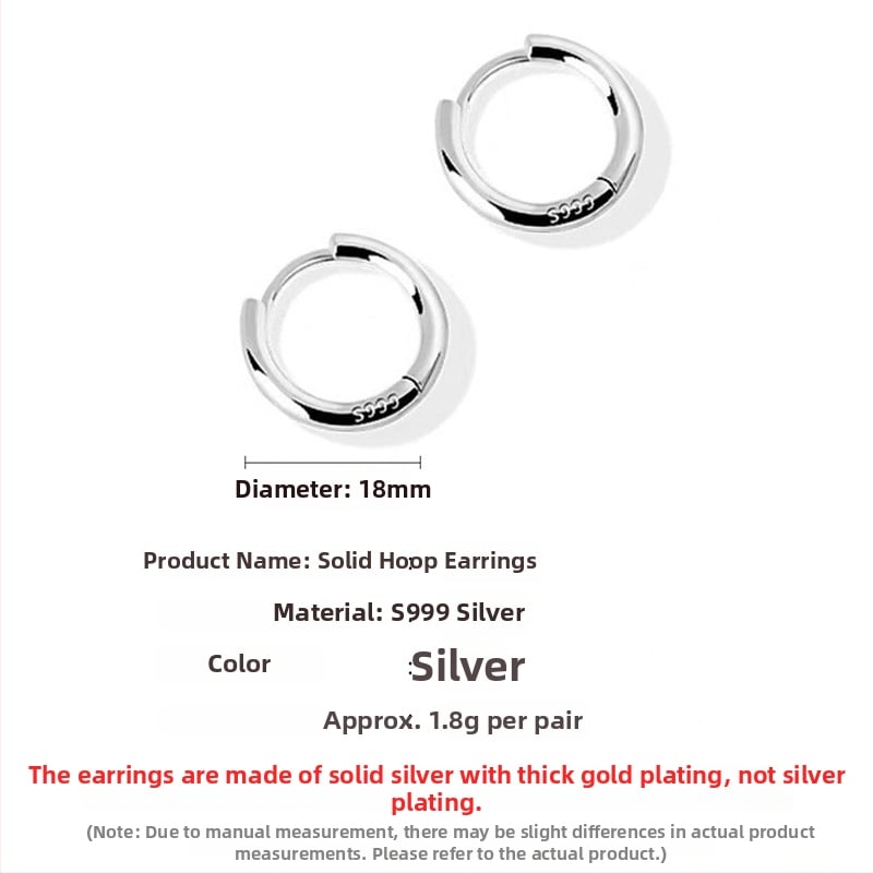 S999 tīra sudraba auskari, korejiešu stilā ģeometriski gredzeni