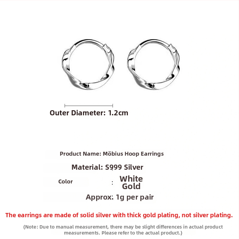 S999 tīra sudraba auskari, korejiešu stilā ģeometriski gredzeni