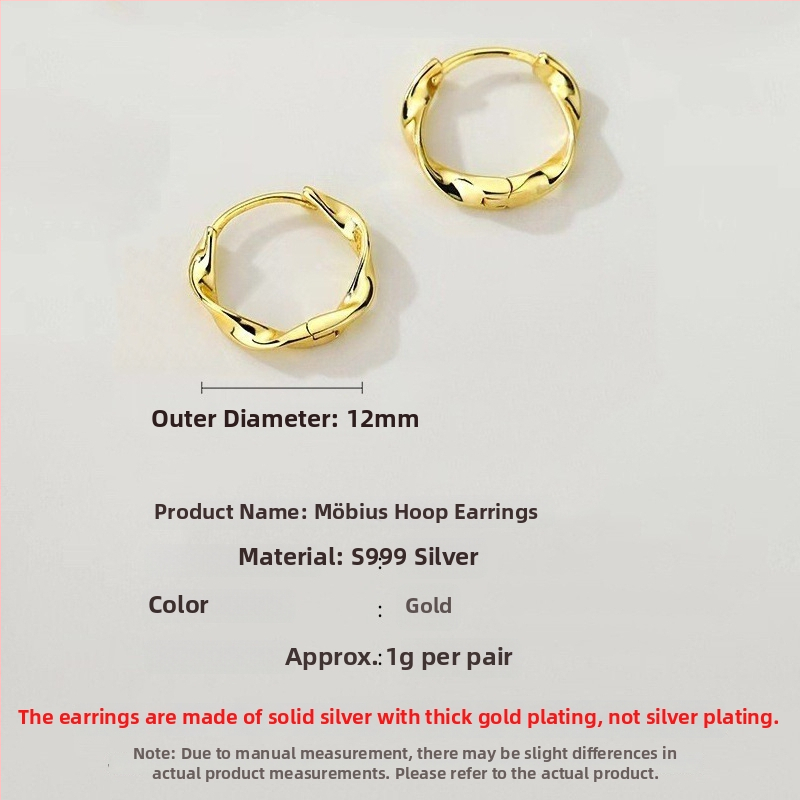 S999 tīra sudraba auskari, korejiešu stilā ģeometriski gredzeni