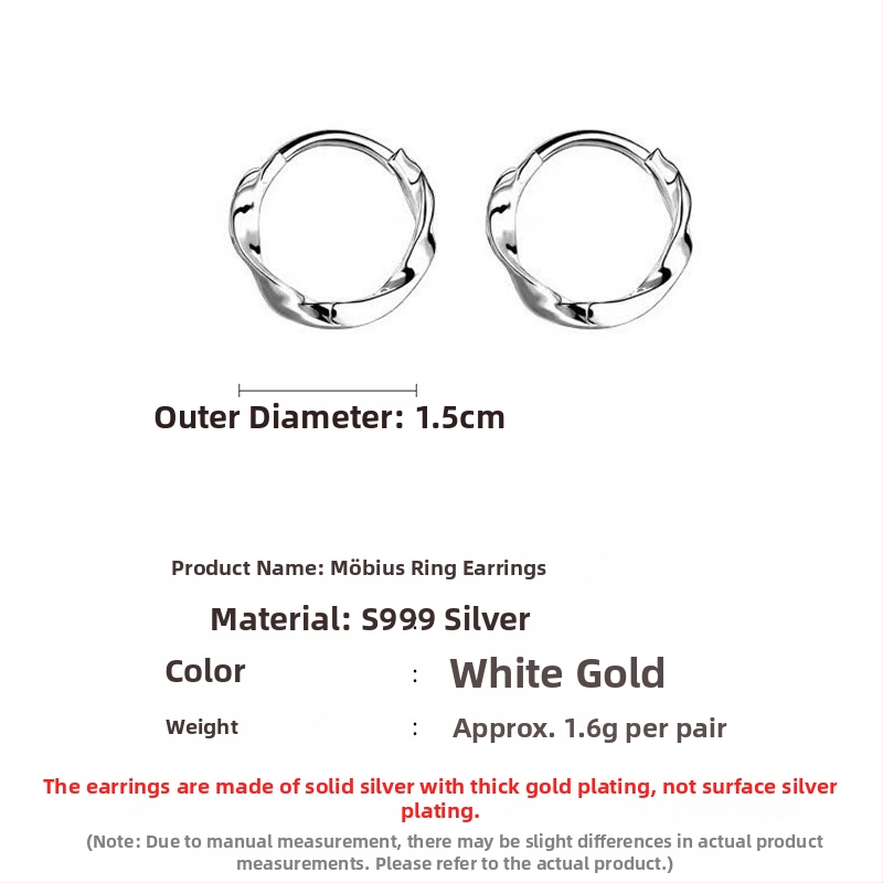S999 tīra sudraba auskari, korejiešu stilā ģeometriski gredzeni