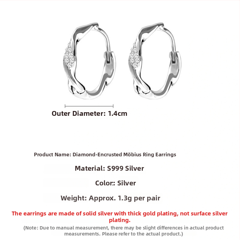 S999 tīra sudraba auskari, korejiešu stilā ģeometriski gredzeni