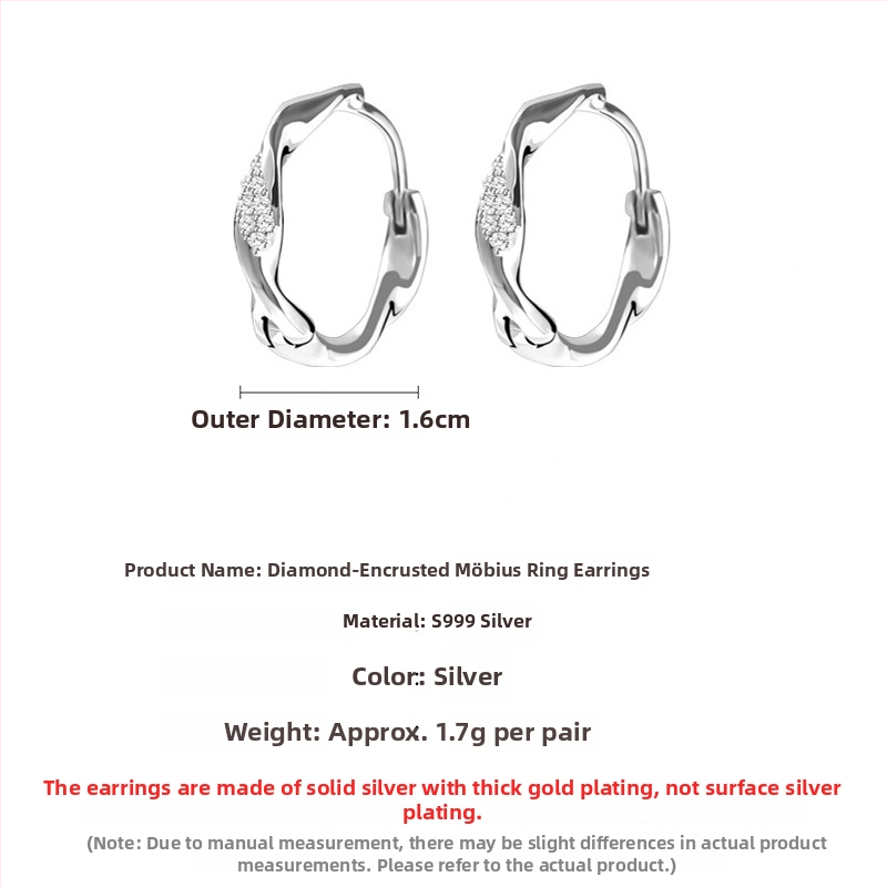 S999 tīra sudraba auskari, korejiešu stilā ģeometriski gredzeni