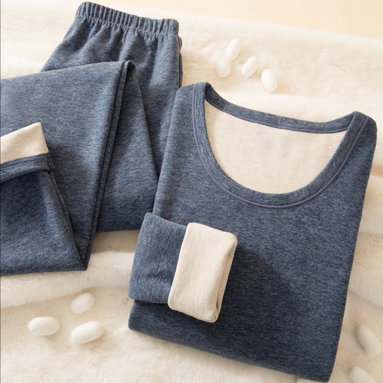 Kašmīra termo apakšveļas komplekts ar minkas velūru, dubultslānis, apaļš kaklaizgriezums, garas piedurknes un bikses, universāls, uztur siltumu un antibakteriālas īpašības.