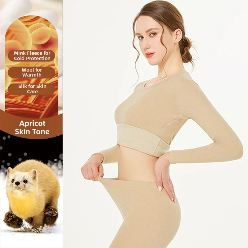 Kašmīra termo apakšveļas komplekts ar minkas velūru, dubultslānis, apaļš kaklaizgriezums, garas piedurknes un bikses, universāls, uztur siltumu un antibakteriālas īpašības.