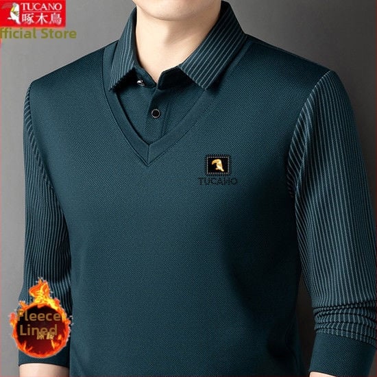 Marškiniai su terminiu flisu pamušalu, laisvas kirpimas, kvadratinė apykaklė, ilgos rankovės