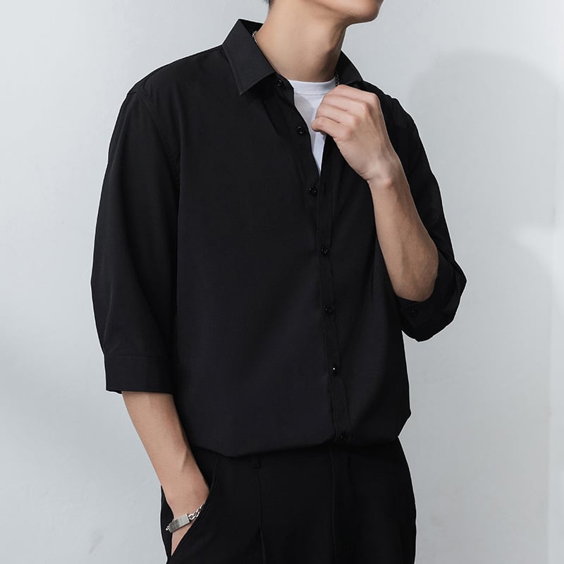 Vyrų marškiniai, Slim fit, apykaklė Lapel, rankovės su septyniais taškais, dryžių raštas, poliesterio- chemijos pluoštų mišinys