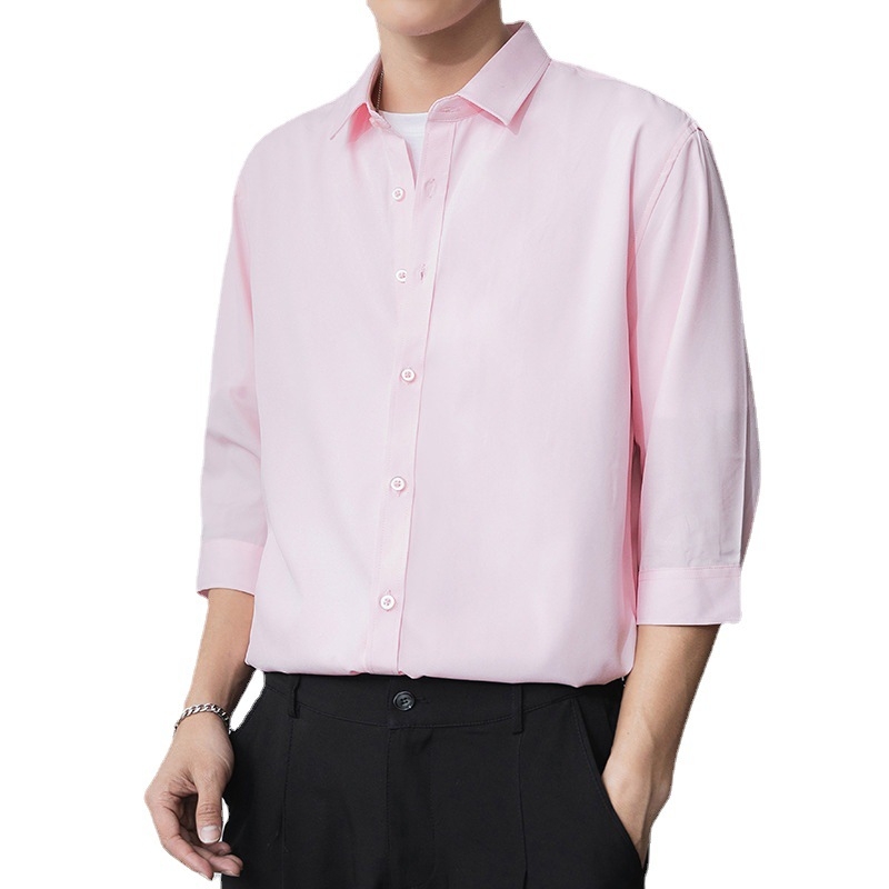 Vyrų marškiniai, Slim fit, apykaklė Lapel, rankovės su septyniais taškais, dryžių raštas, poliesterio- chemijos pluoštų mišinys