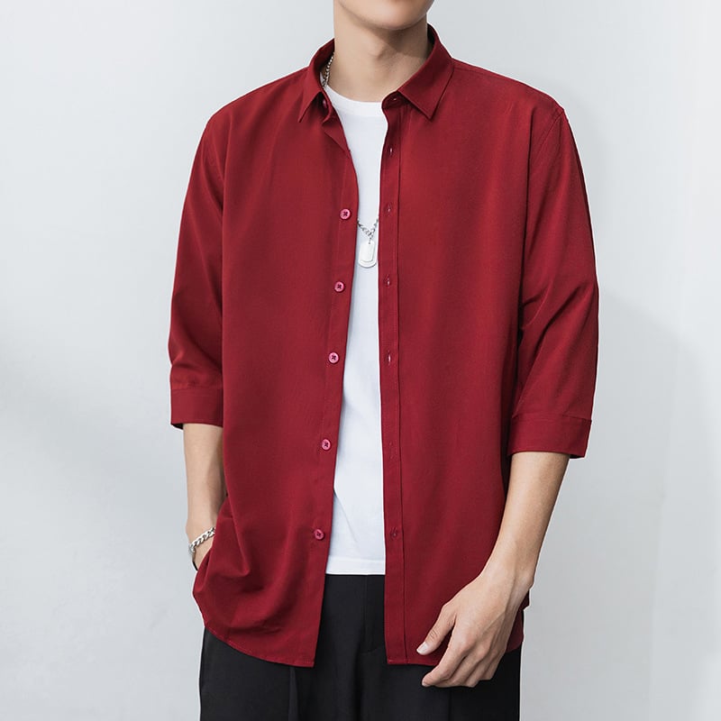 Vyrų marškiniai, Slim fit, apykaklė Lapel, rankovės su septyniais taškais, dryžių raštas, poliesterio- chemijos pluoštų mišinys