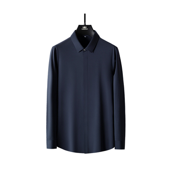 Vyriniai marškiniai atsparūs raukšlėms, be siūlių lipinimo proceso, paslėptos sagos, kvadratinė apykaklė, 79% nailonas, 21% spandeks