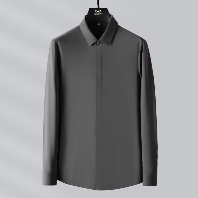 Vyriniai marškiniai atsparūs raukšlėms, be siūlių lipinimo proceso, paslėptos sagos, kvadratinė apykaklė, 79% nailonas, 21% spandeks