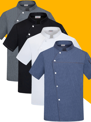Vyrų šefų marškiniai, medvilnės pluošto mišinys, drėgmės atstūmimas, vasarinė darbo apranga maitinimo įstaigoms/arbatos namams