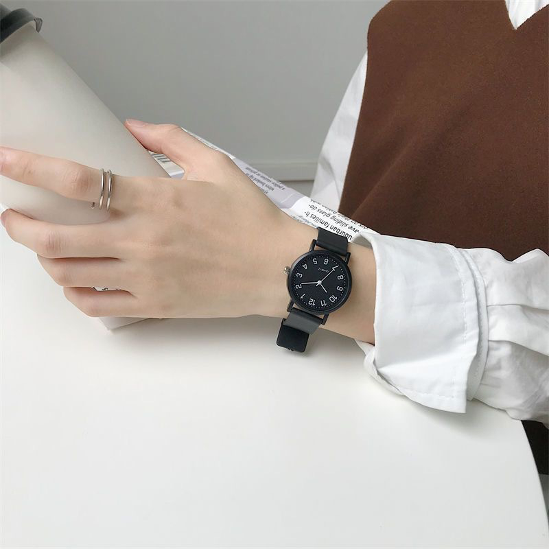 Női kvarc analóg óra, szilikon szíj, műanyag tokkal, kerek számlap, modell AC-01