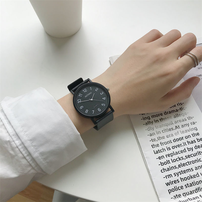 Női kvarc analóg óra, szilikon szíj, műanyag tokkal, kerek számlap, modell AC-01