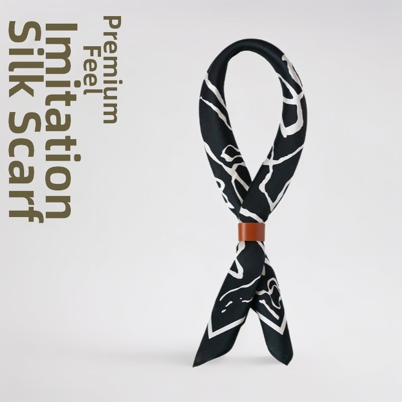 Șal patrulater pentru bărbați, cu linii abstracte, mătase sintetică, țesătură twill, primăvară, origine Shaoxing