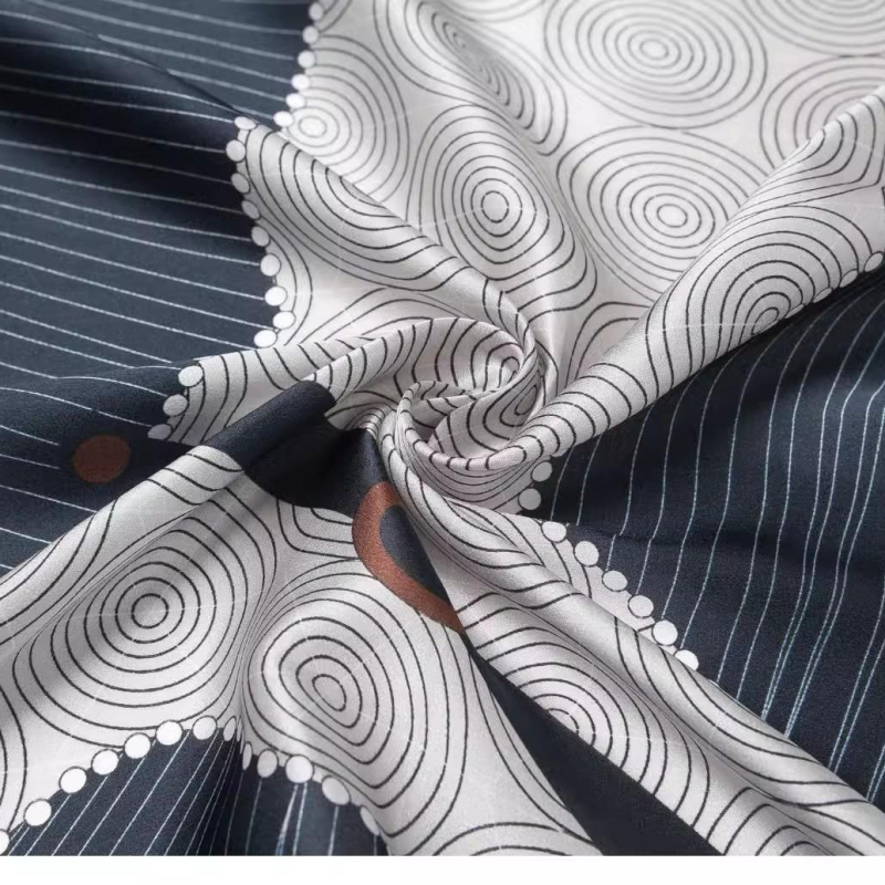 Meeste ruuduline sall abstraktsete joontega, kunstlik siid, twill-kude, kevad, Shaoxingi päritolu