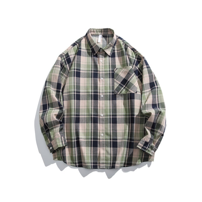 Marškiniai su languotu raštu, ilgomis rankovėmis, laisvas kirpimas, poliesteris 71-80%, pavasaris 2025