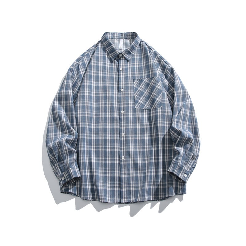 Marškiniai su languotu raštu, ilgomis rankovėmis, laisvas kirpimas, poliesteris 71-80%, pavasaris 2025