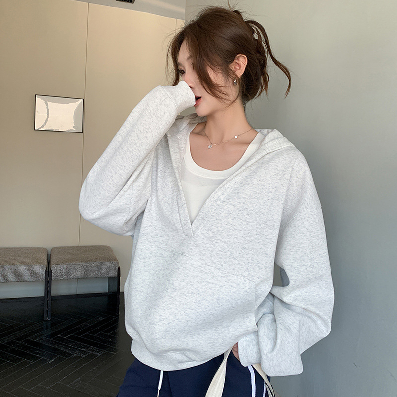 Ženska hoodies jakna s kapuljom za jesen i zimu, slobodan kroj, džepovi, udoban svakodnevni stil