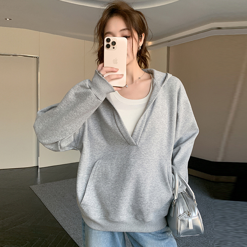 Ženska hoodies jakna s kapuljom za jesen i zimu, slobodan kroj, džepovi, udoban svakodnevni stil
