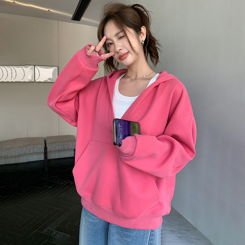 Ženska hoodies jakna s kapuljom za jesen i zimu, slobodan kroj, džepovi, udoban svakodnevni stil
