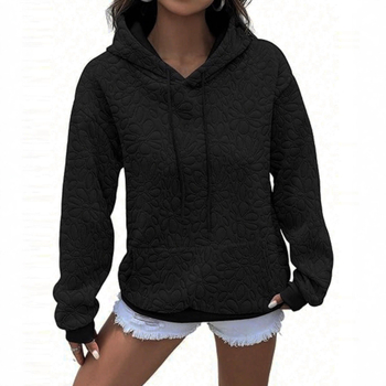 Ženski hoodie s kapuljačom, jacquard uzorak, dugi rukavi, jesen-zima