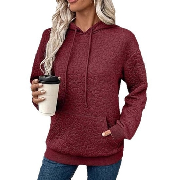 Ženski hoodie s kapuljačom, jacquard uzorak, dugi rukavi, jesen-zima