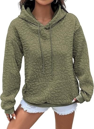 Ženski hoodie s kapuljačom, jacquard uzorak, dugi rukavi, jesen-zima