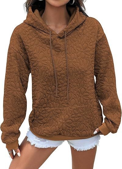 Ženski hoodie s kapuljačom, jacquard uzorak, dugi rukavi, jesen-zima