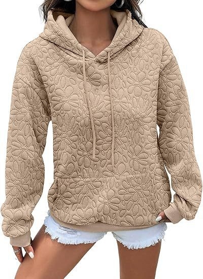Ženski hoodie s kapuljačom, jacquard uzorak, dugi rukavi, jesen-zima