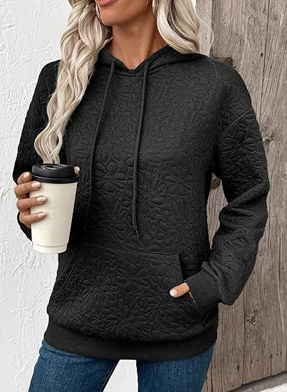 Ženski hoodie s kapuljačom, jacquard uzorak, dugi rukavi, jesen-zima