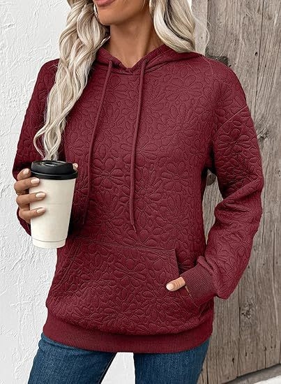 Ženski hoodie s kapuljačom, jacquard uzorak, dugi rukavi, jesen-zima