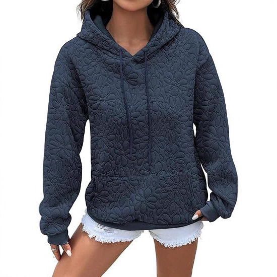 Ženski hoodie s kapuljačom, jacquard uzorak, dugi rukavi, jesen-zima
