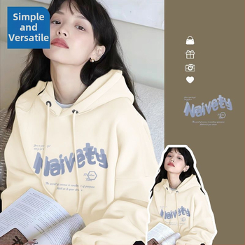 Ženski hoodie s kapuljačom, oversize, s fleksom iznutra, za proljeće, jesen i zimu, street style