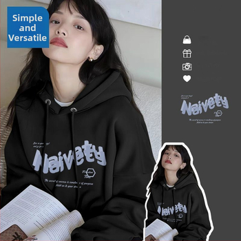 Ženski hoodie s kapuljačom, oversize, s fleksom iznutra, za proljeće, jesen i zimu, street style