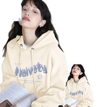 Ženski hoodie s kapuljačom, oversize, s fleksom iznutra, za proljeće, jesen i zimu, street style