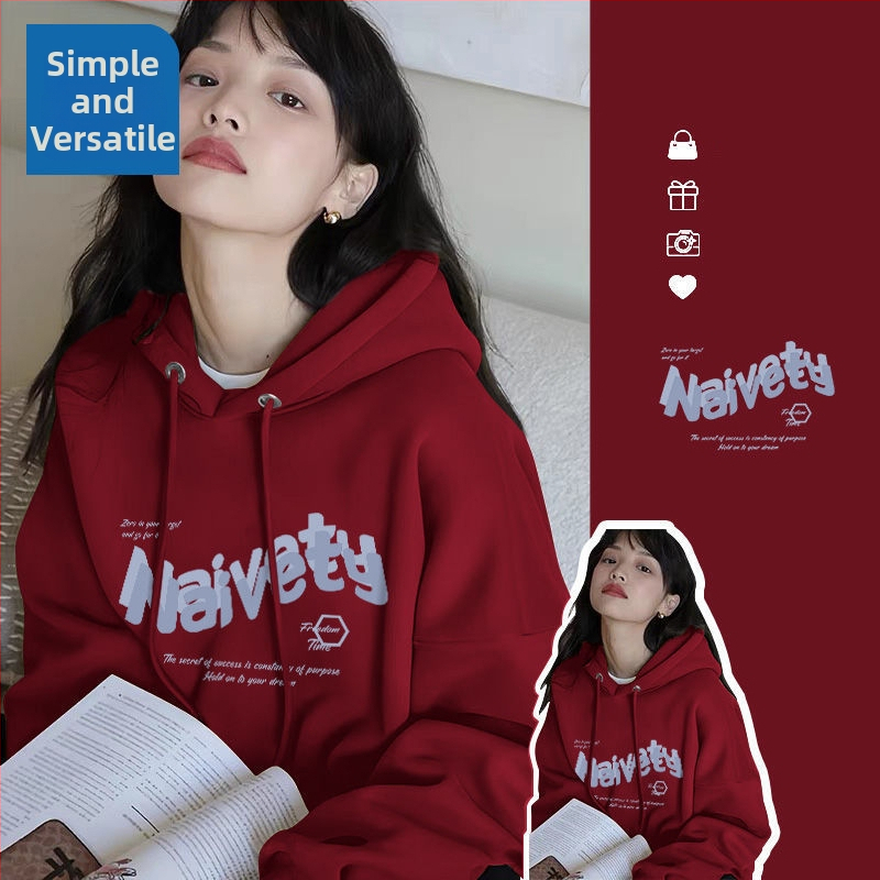 Ženski hoodie s kapuljačom, oversize, s fleksom iznutra, za proljeće, jesen i zimu, street style