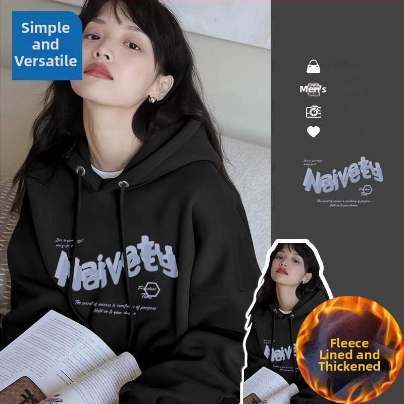 Ženski hoodie s kapuljačom, oversize, s fleksom iznutra, za proljeće, jesen i zimu, street style