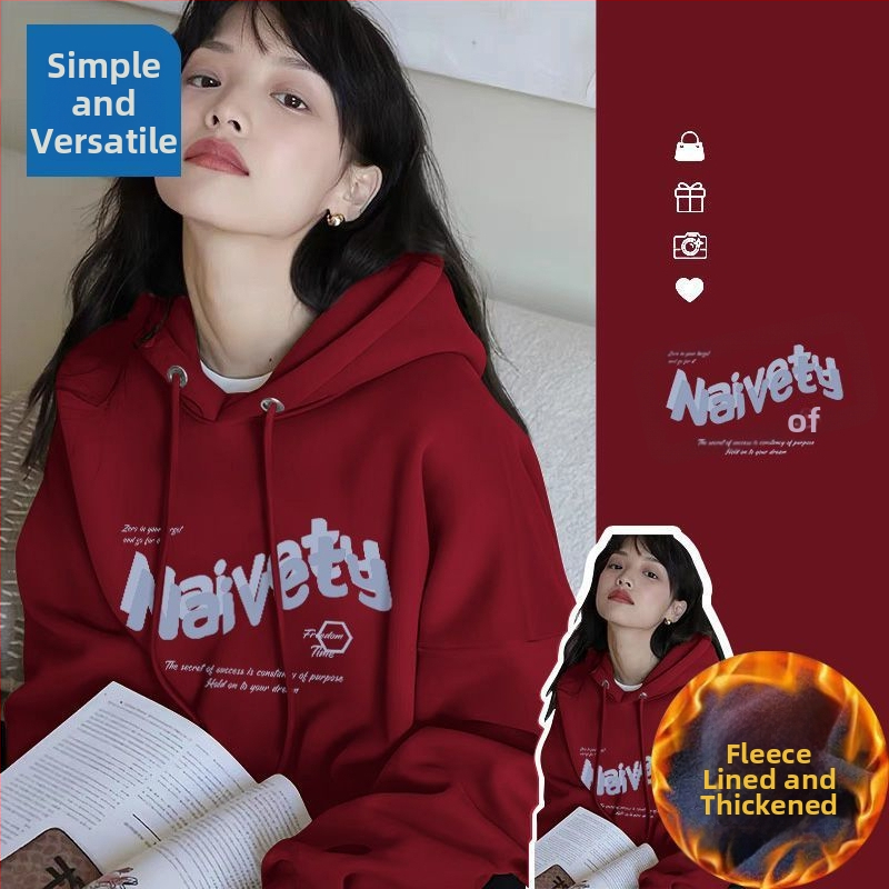 Ženski hoodie s kapuljačom, oversize, s fleksom iznutra, za proljeće, jesen i zimu, street style