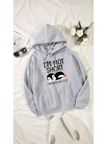 Ženski hoodie s kapuljom - labav kroj, dugi rukavi, poliester tkanina, otisak