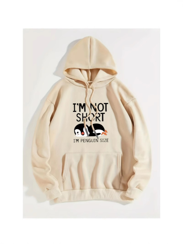 Ženski hoodie s kapuljom - labav kroj, dugi rukavi, poliester tkanina, otisak