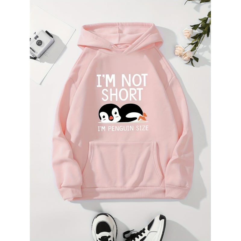 Ženski hoodie s kapuljom - labav kroj, dugi rukavi, poliester tkanina, otisak