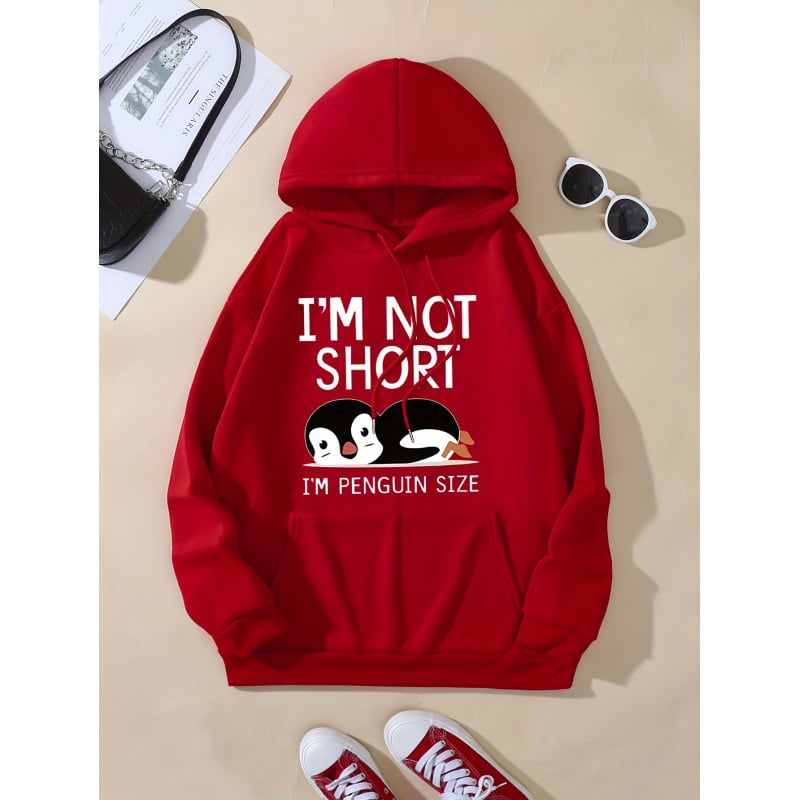 Ženski hoodie s kapuljom - labav kroj, dugi rukavi, poliester tkanina, otisak